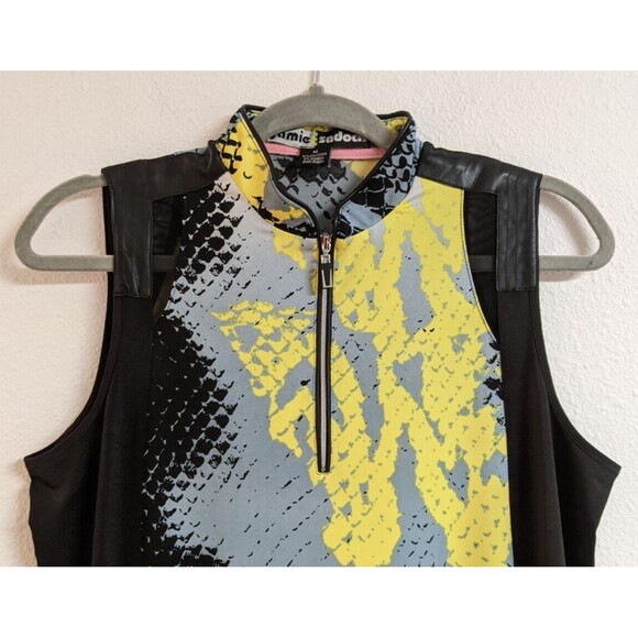 Women's JAMIE SADOCK 1/4 Zip Sleeveless Snakeskin Print Golf Dress M - Picture 2 of 14